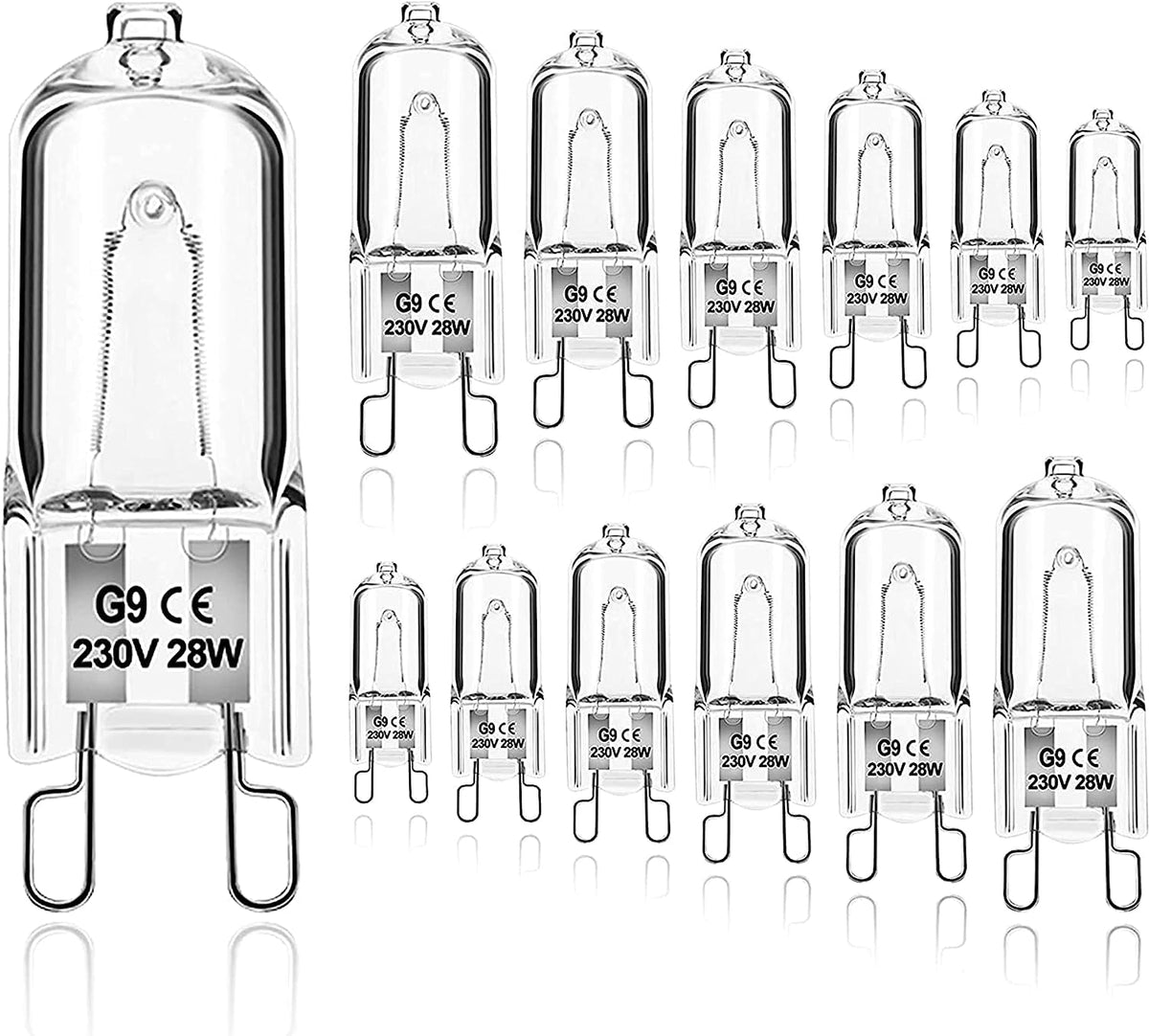 10 Pieces Halogen Bulbs, G9 230V - 28W Halogen Light Bulbs 2 Pin Clear Capsule Lamp Bulb Halogen Oven Lamps Halogen Pin Base Lamp