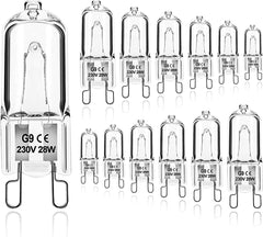 10 Pieces Halogen Bulbs, G9 230V - 28W Halogen Light Bulbs 2 Pin Clear Capsule Lamp Bulb Halogen Oven Lamps Halogen Pin Base Lamp