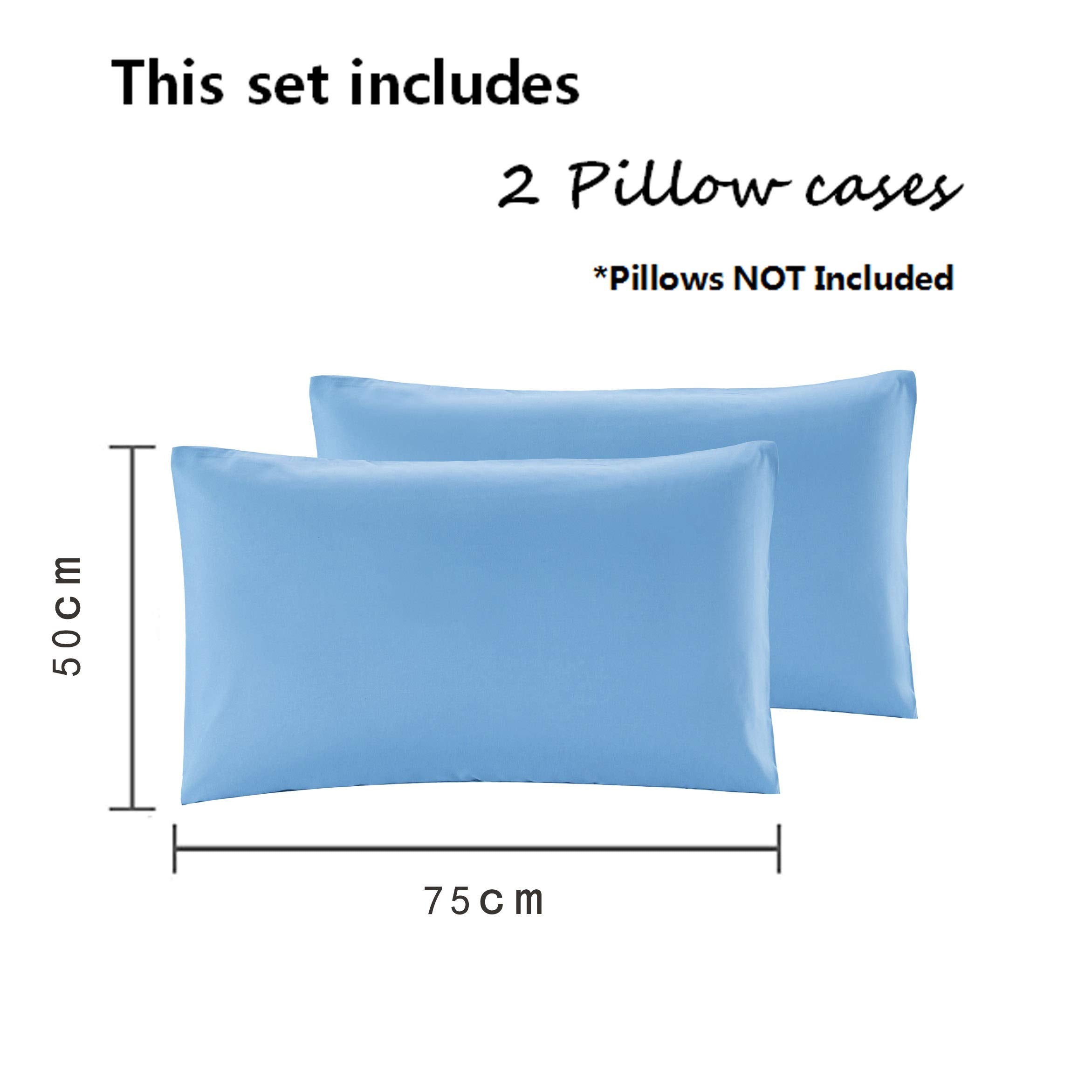 Sonia Moer Super Soft Brushed Microfibre Pillowcases - Non Iron Breathable Hypoallergenic Pillowcases set of 2- Sky Blue