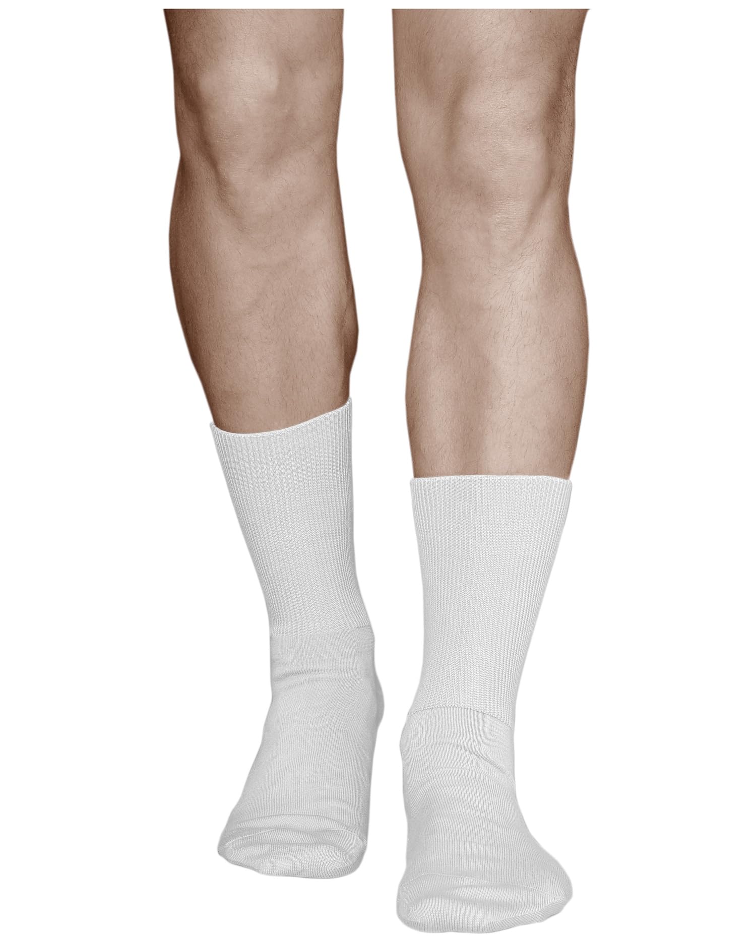 vitsocks Men's Extra Wide Loose Fitting Diabetic Socks (3 PAIRS) Swollen Feet Ankles Legs, white, 8-9