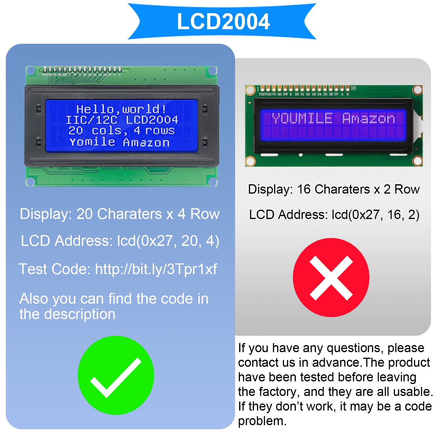 Youmile IIC/I2C/TWI Serial 2004 20x4 LCD Module Shield Display Blue Backlight for Arduino UNO