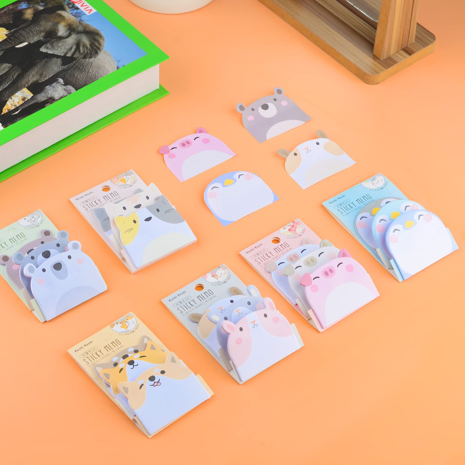 DASHUAIGE 6 Packs Cute Animal Sticky Notes, Sticky Notes Kawaii Stationary self-Adhesive Sticky Note Pads for Pet Lovers Office School Supplies Gifts (B)