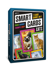 100 PICS SMART CARDS Cats 7 games in 1, Pairs, Snap, Trumps, Rummy, Memory Quiz, Learn Facts, Travel Game, Gift, Stocking Filler, Age 5and, 1-8 Players