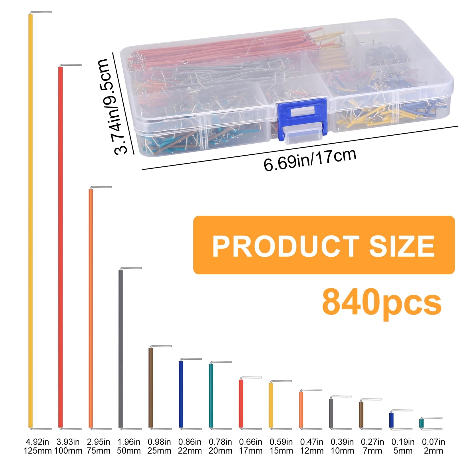 840 Pcs Jumper Wire Kit, 14 Lengths Assorted Breadboard Jumper Wire Cable, Preformed U-shape Solderless Jumper Wire Male to Male Jumper Wires Prototyping Breadboard