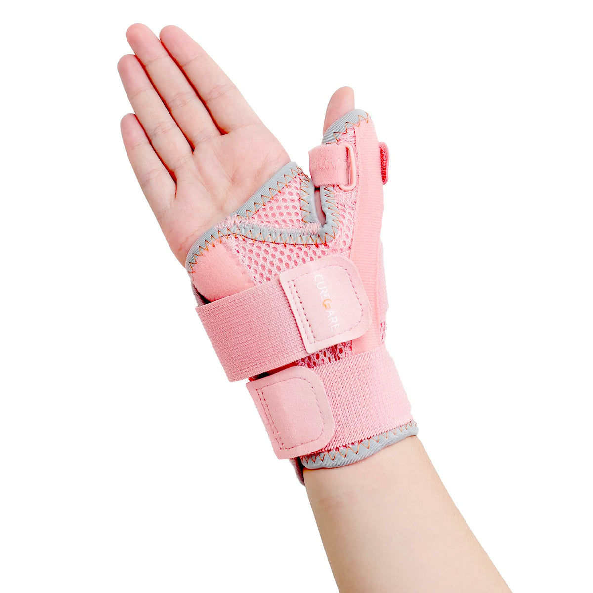 CURECARE New Upgraded Thumb Support for Right & Left Hand, Reversible Thumb Splint for Arthritis Pain And Support, Thumb Brace for Sprains, Tendonitis Relief, One Size Fits Any Hand (Pink)