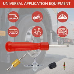 33 Pcs Car Tyre Valve Removal Tool Set   Tyre Valve Repair Kit   Dual & Single Head Valve Core Remover   4-Way Valve Tool   10 Pcs Tire Valve Caps   20Pcs Valve Cores   Fit for Car Bicycle Auto