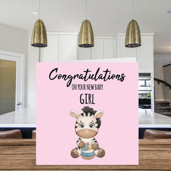 New Baby Girl Card - New Daughter - Congratulations Baby Girl Cards Newborn, Well Done Congrats New Baby Cards, Welcome To The World Home Gifts, 145mm x 145mm Baby Greeting Cards for Parents