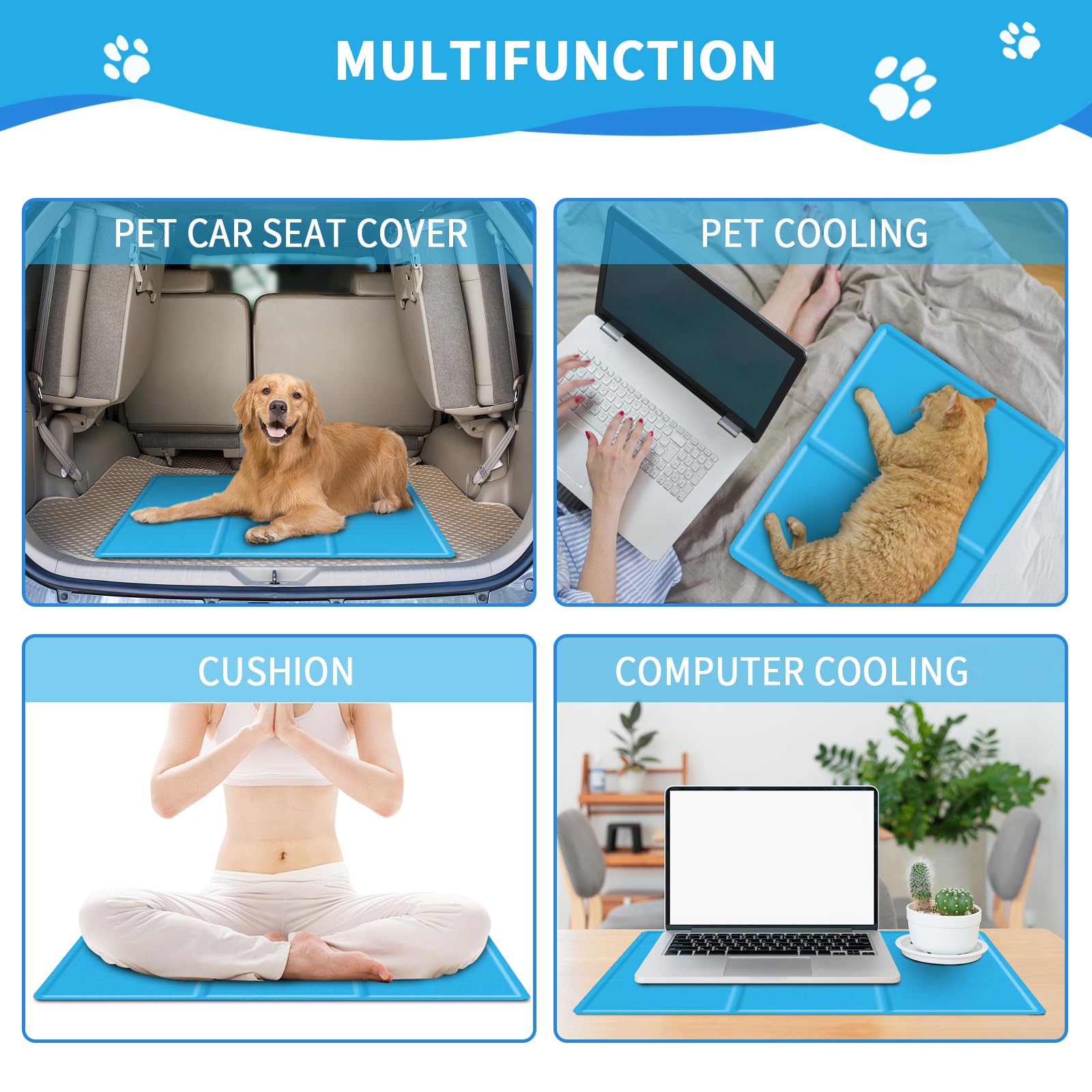 SNMIX Cat Cooling Mat/Dog Cool Mat, Non-Toxic Gel Self Cooling Pet Pad for Dogs Cats in Hot Summer - Durable 450 Micron Oxford Fabric Anti-Scratch, 40 x 30cm