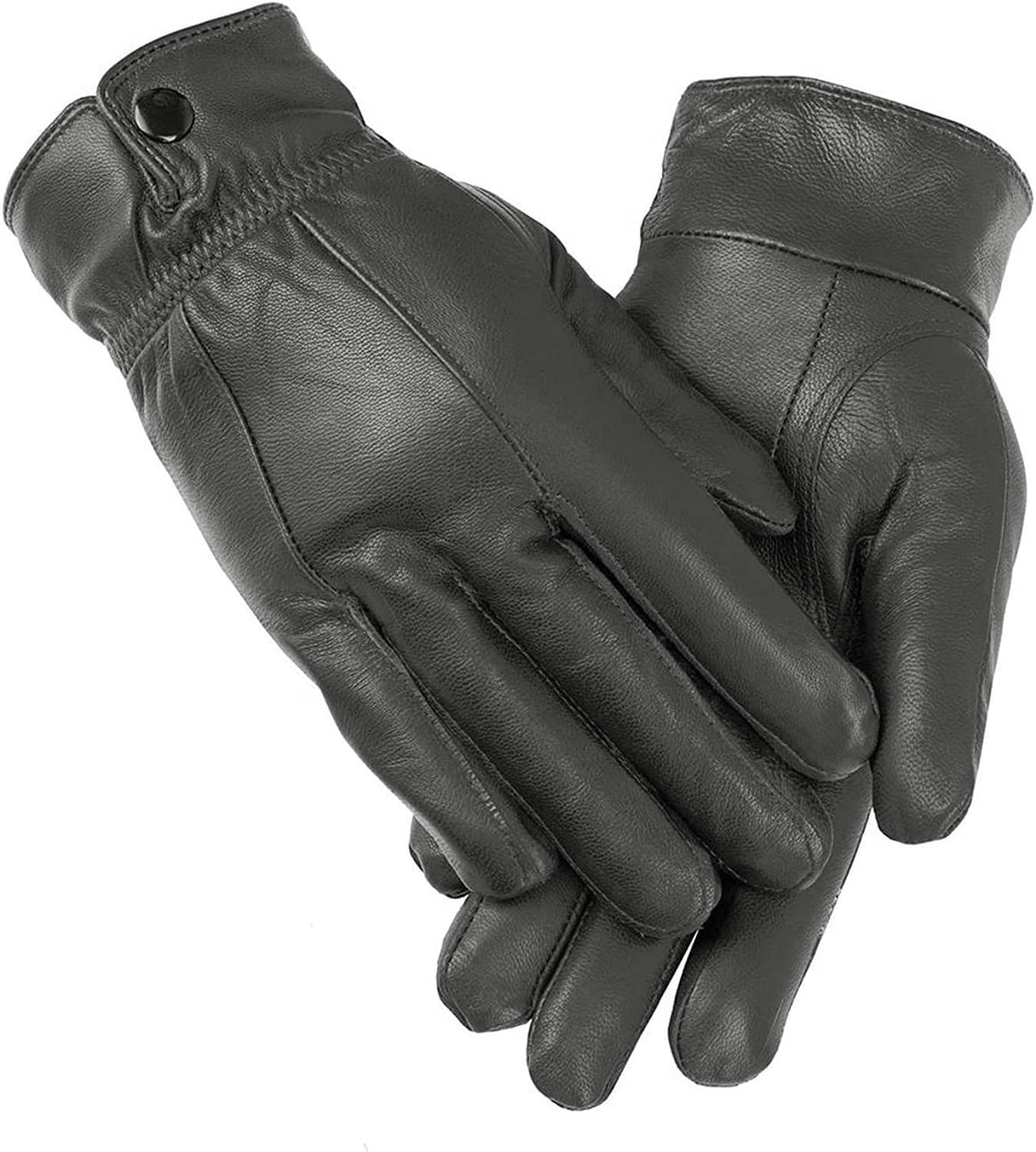 Women's Leather Gloves, Extra Soft and Warm Ladies Waterproof Gloves (L-XL, Grey)