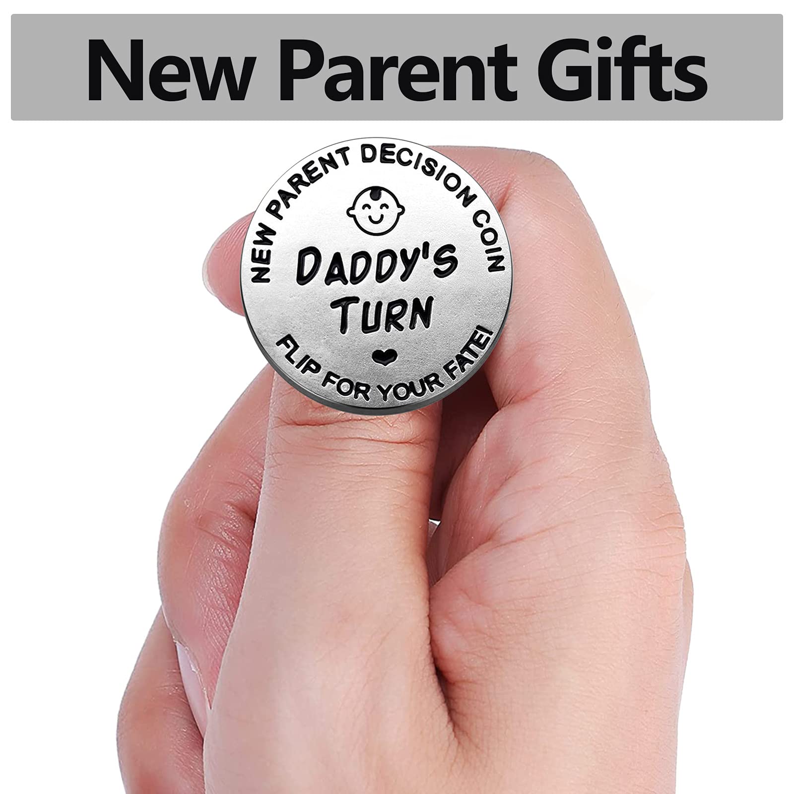 Funny Decision Coin for New Parents，Gifts for Mum Dad，Newborn Baby Gifts，Flip Coin Decision，Mother's Day, Baby Shower Gift，Funny,Birthday,Anniversary,Stainless Steel