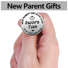 New Parents Decision Coin, Stainless Steel Commemorative Coins, Gifts for Dad Mum, Newborn Baby Gifts, New Mum Gifts,Baby Shower Gift，Birthday, Anniversary (Silver)