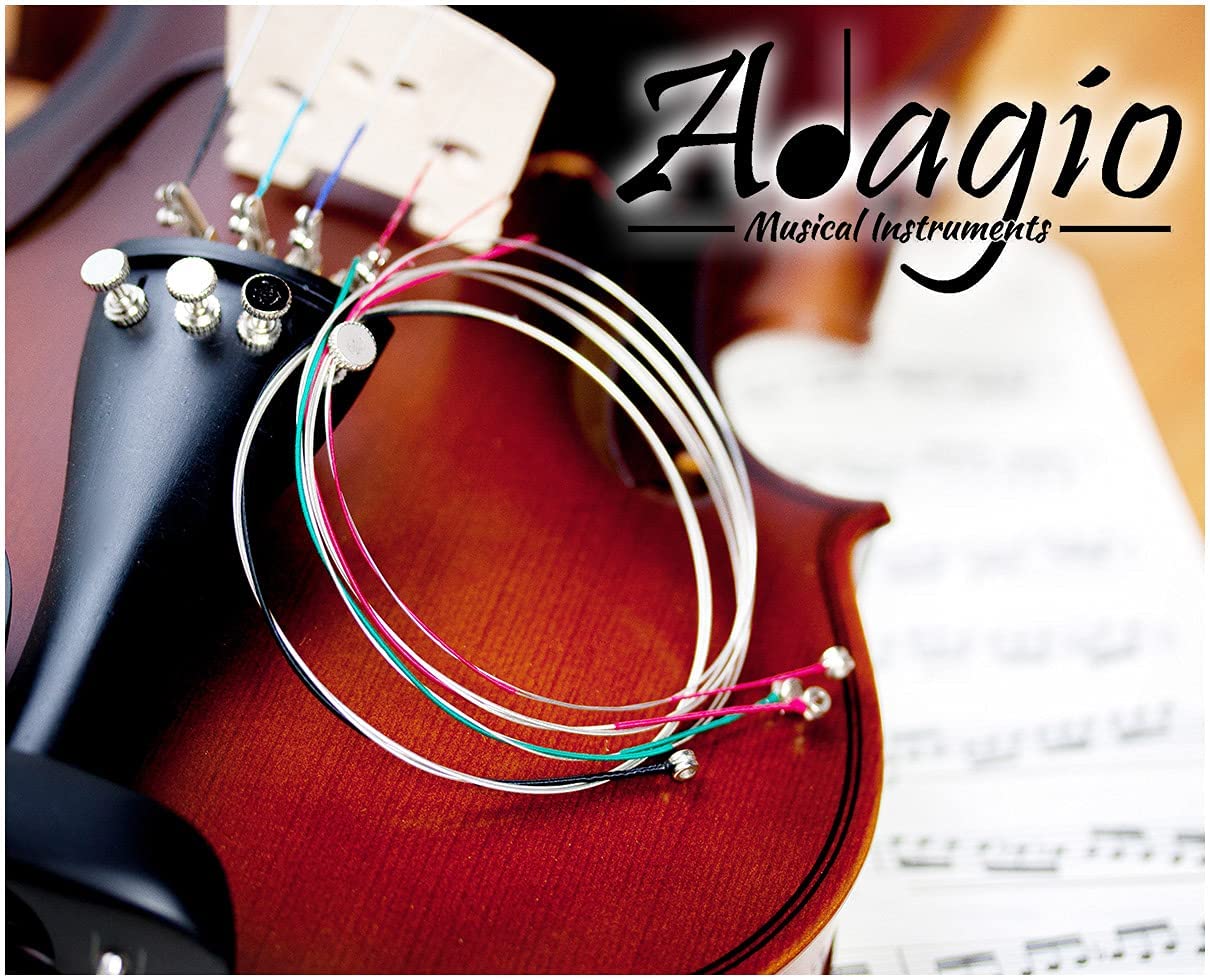 Adagio Pro - Violin Strings - 4/4 Classic Silver Violin String Set/Pack With Ball Ends For Concert Tuning. Expert to Beginners.