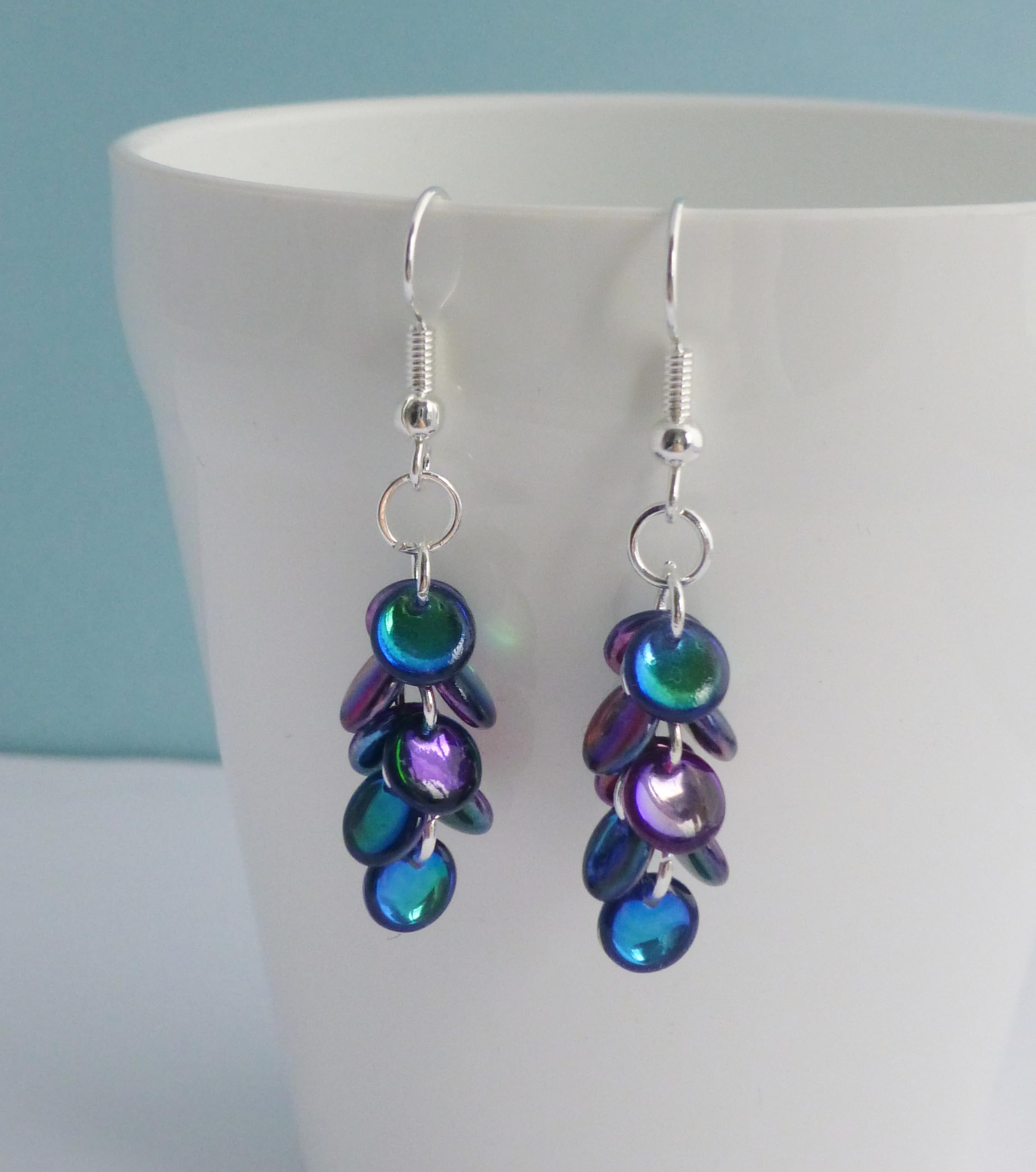 Mermaid Tail Dangle Earrings (Multicoloured, sterling-silver)