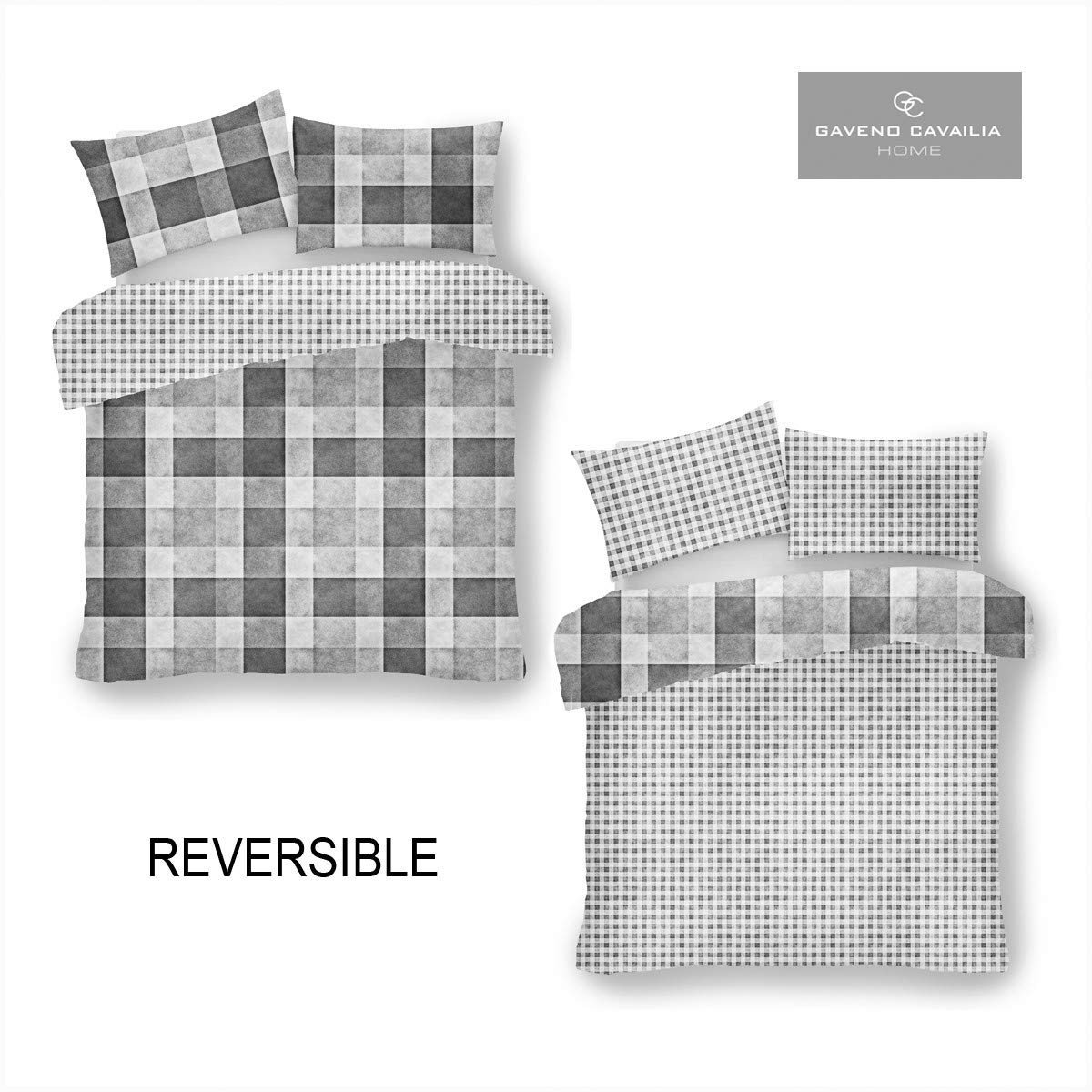 GC GAVENO CAVAILIA Geometric Duvet Cover Single (135cm X 200cm) with Pillowcase   Bedding Set Single   Polycotton Comforter Cover   Grey