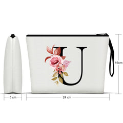 A-Z Personalized Makeup Bag,Birthday Gifts for Women Mom,Gifts for Best Friend,Bride Bridesmaid Cosmetic Bag(U)