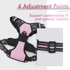 rabbitgoo Dog Harness Small Dog No Pull Pet Harness with 2 Leash Clips, Adjustable Soft Padded Pet Vest Harness, Reflective No-Choke with Easy Control Handle for Training or Walking, Pink, XS