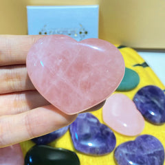 XIANNVXI 45mm 1.8 inches Rose Quartz Crystal Heart Stone,Natural Rose Quartz Gemstone Polished Pink Quartz Crystal,Reiki Rose Quartz Crystal Gifts for Women