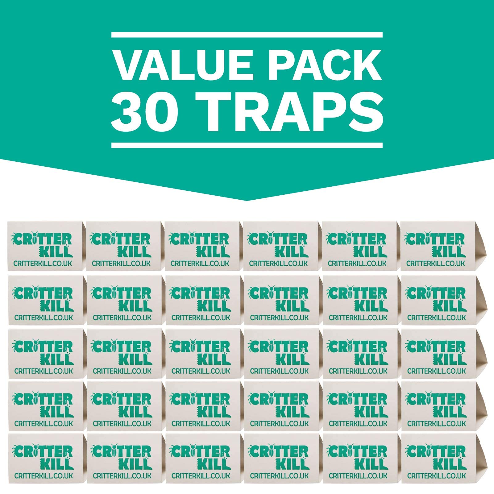 CritterKill Spider Trap 30 Pack - Spiders And Crawling Insect Killer Traps - Child And Pet Safe - Eco Friendly