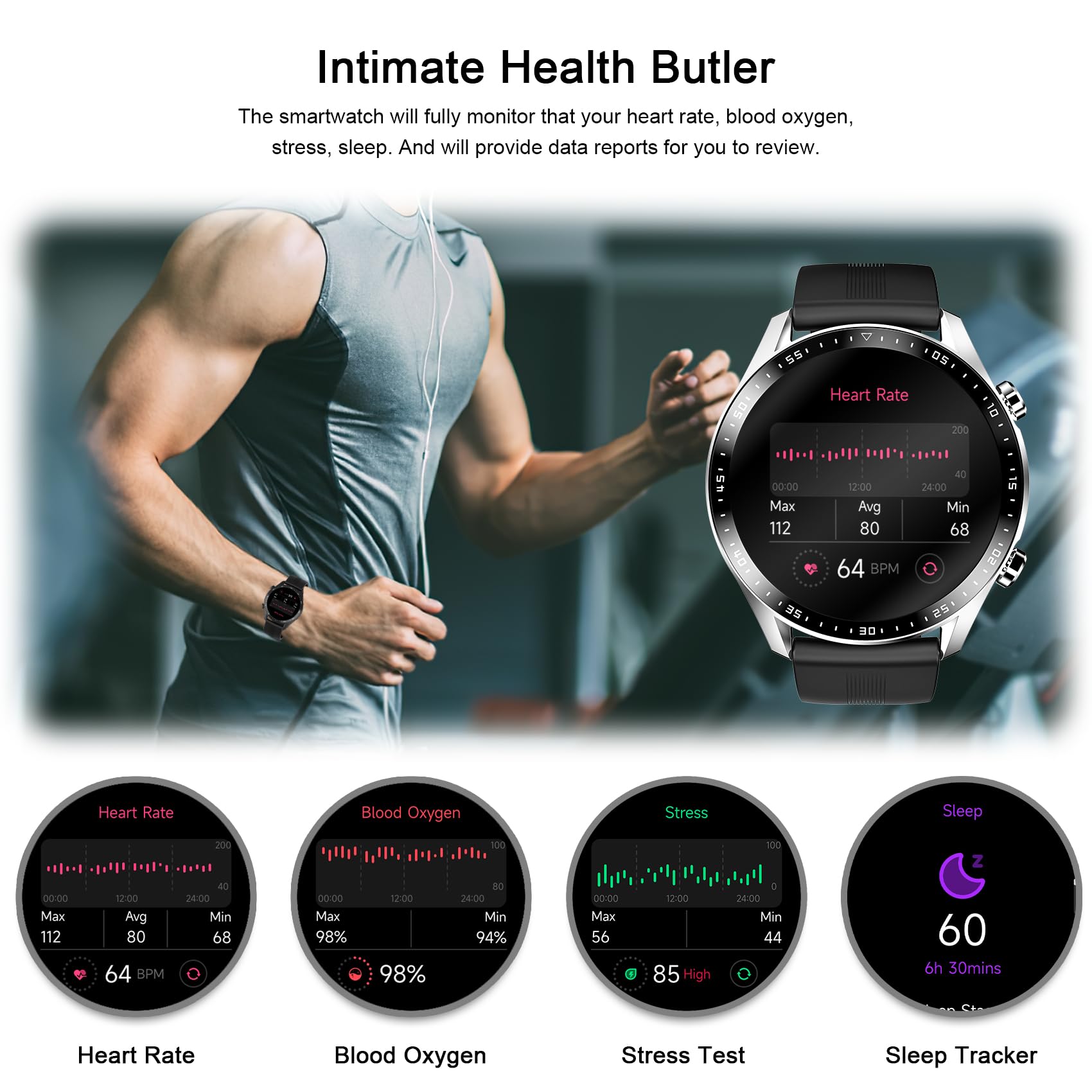 Blackview Smart Watch for Men - Answer/Make Calls, 1.39 inches Fitness Watch with Blood Oxygen Heart Rate Sleep Monitor, 100 Sports Modes, Stopwatch, Calorie Step Counter Watch, Smartwatch for iOS Android