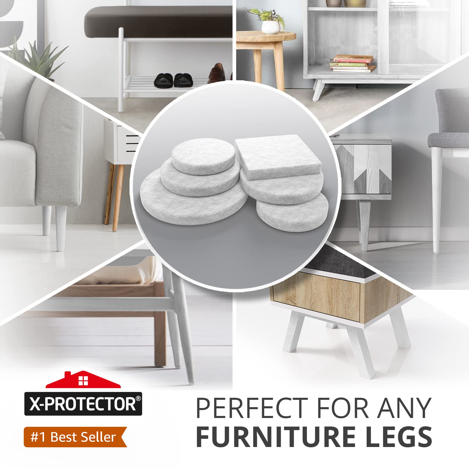 Felt Furniture Pads X-PROTECTOR 133 PCS Premium Furniture Pads - Felt Pads Furniture Feet Best Wood Floor Protectors - Protect Your Hardwood & Laminate Flooring!