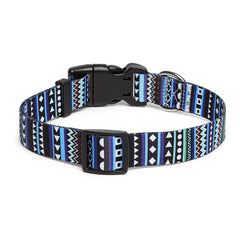 Suredoo Adjustable Nylon Dog Collar with Patterns, Soft Comfy Pet Collar for Small Medium Large Dogs (L, Bohemian Blue)