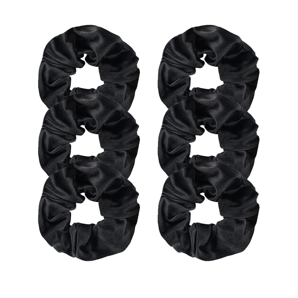 JOYOYO 6 Pcs Black Satin Scrunchies Elastic Hair Bands Satin Hair Ties Satin Hair Scrunchies for Frizz Prevention Ponytail Holders, Hair Scrunchies for Women & Girls