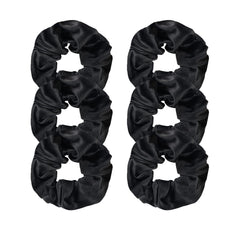 JOYOYO 6 Pcs Black Satin Scrunchies Elastic Hair Bands Satin Hair Ties Satin Hair Scrunchies for Frizz Prevention Ponytail Holders, Hair Scrunchies for Women & Girls