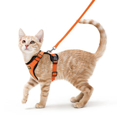 rabbitgoo Cat Harness and Lead Set, Escape Proof Kitten Harness with Cat Leash Metal Ring, Lightweight Soft, Reflective Adjustable Vest Harnesses for Small Cat Walking Travel XS, Orange