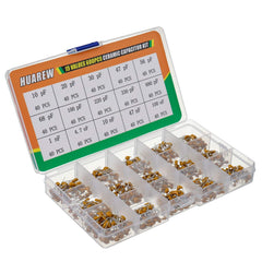 HUAREW 15 Values 600 Pcs Ceramic Capacitor 10~680 pF and 1~100 nF Assortment Kit