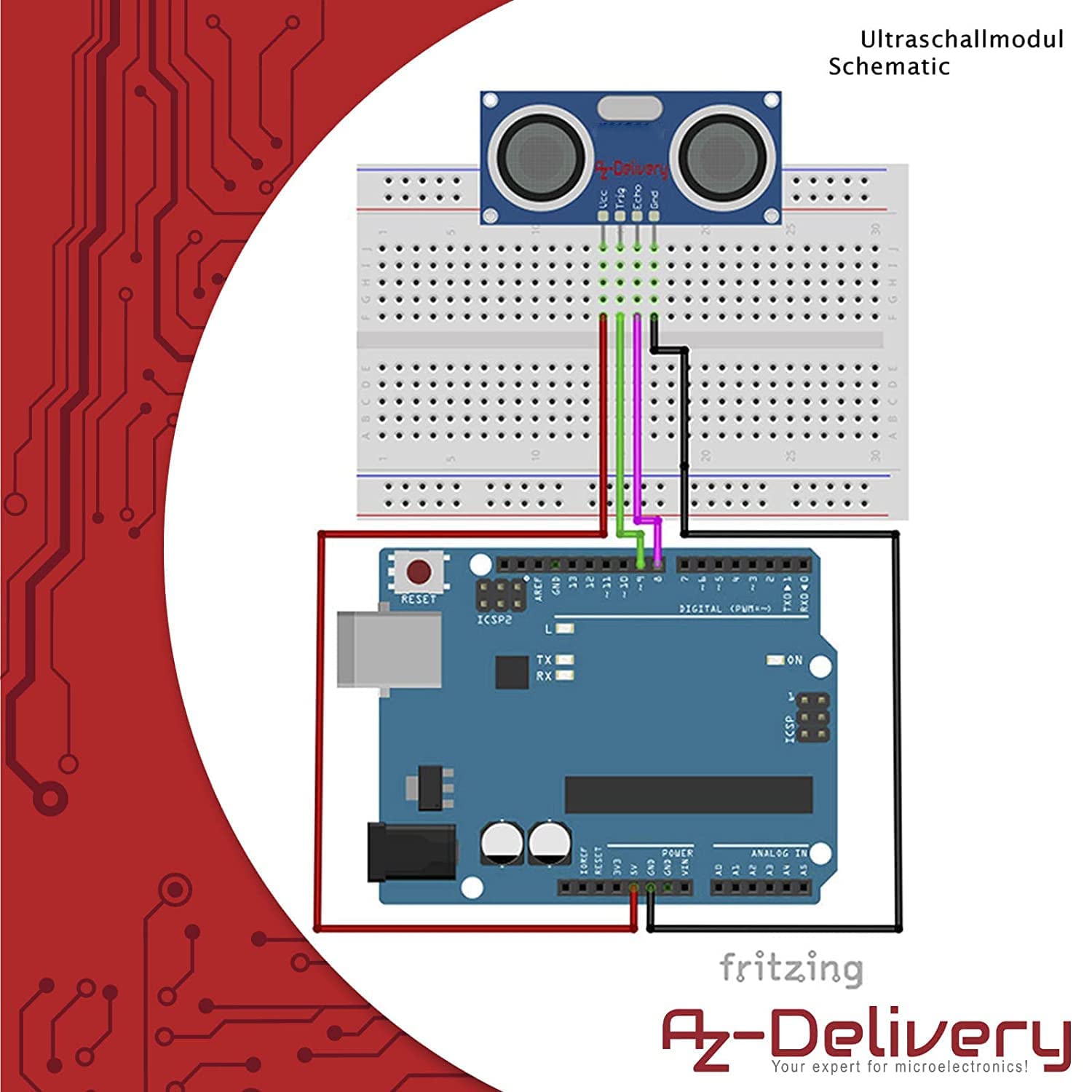 AZDelivery 3 x Compatible with HC-SR04 Ultrasonic Rangefinder Sensor Module compatible with Arduino and Raspberry Pi including E-Book!