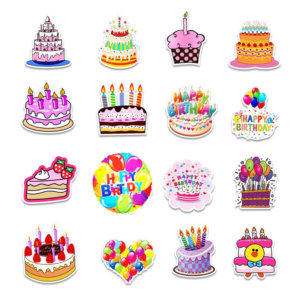 50PCS Happy Birthday Stickers Birthday Party Stickers for Kids Adults Party School Supplies Reward Calendar Birthday Card