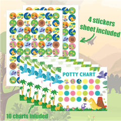 Potty Training Reward Chart, KAMHBE 10 Sheet Potty Training Chart for Toddlers Boys Girls - Dinosaur Potty Chart with Stickers Toilet Training Reward Chart Develop Toileting Habit (Dinosaur)