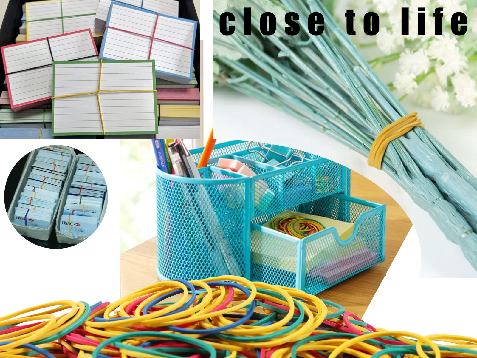 300Pcs Elastic Rubber Bands Coloured File Folder Rubber Bands Natural Strong Elastic Bands for School Home Office Supplies Industrial Crafts DIY 38mm