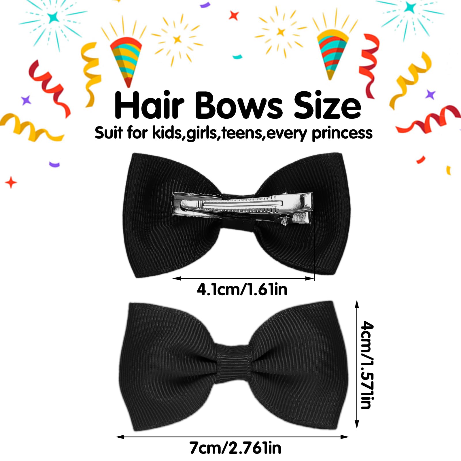 Sibba Bows Hair Fastener Clips Barrettes 10 PCS Little Small Grosgrain Ribbon Non-slip Hairpin Headpiece Headwear Girl French Bowknot Hairstyle Braids Ponytails Easter Party(Black/white)