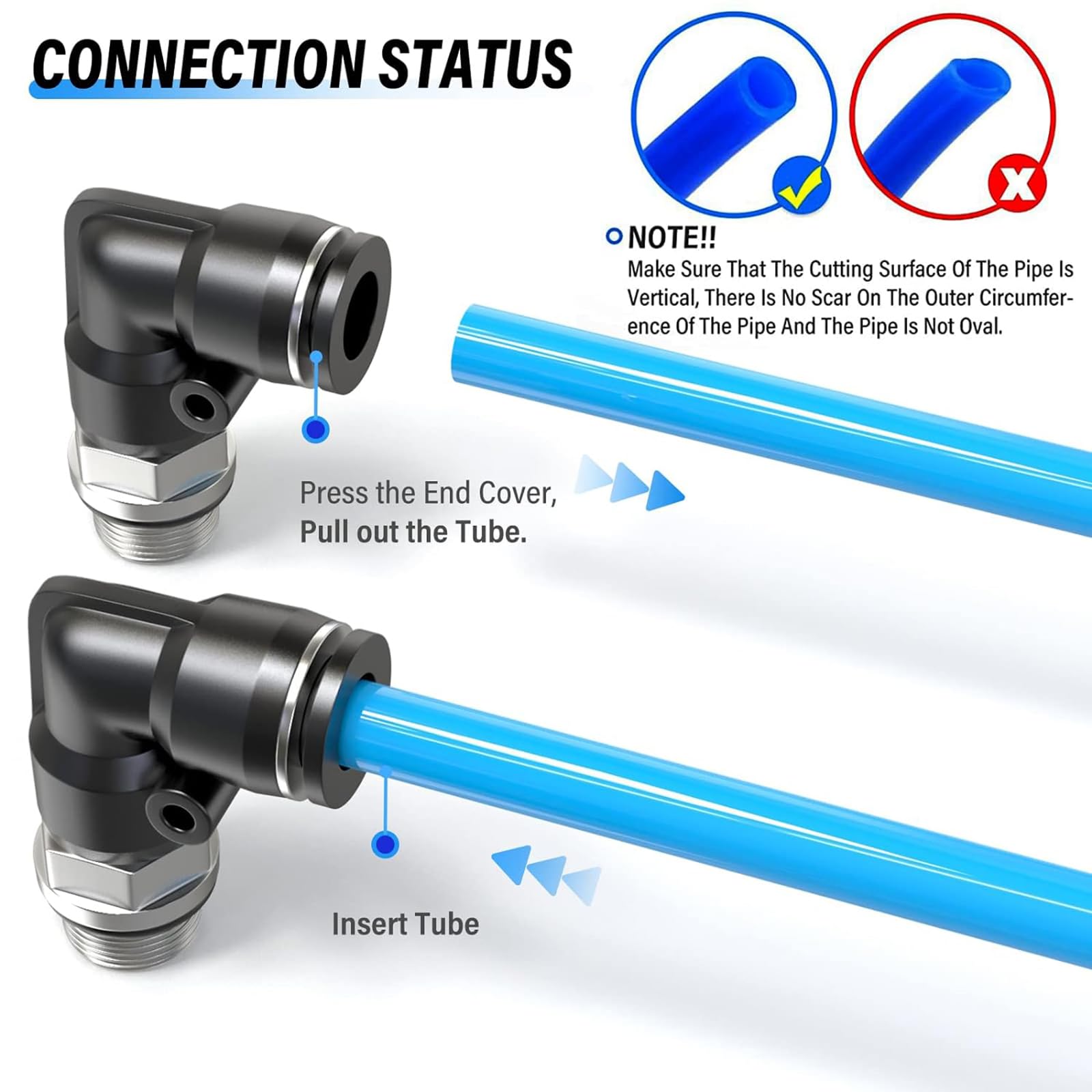 TAILONZ PNEUMATIC Male Elbow 10mm Tube OD x 3/8 Inch BSP Push to Connect Fittings PL10-03 (Pack of 2)