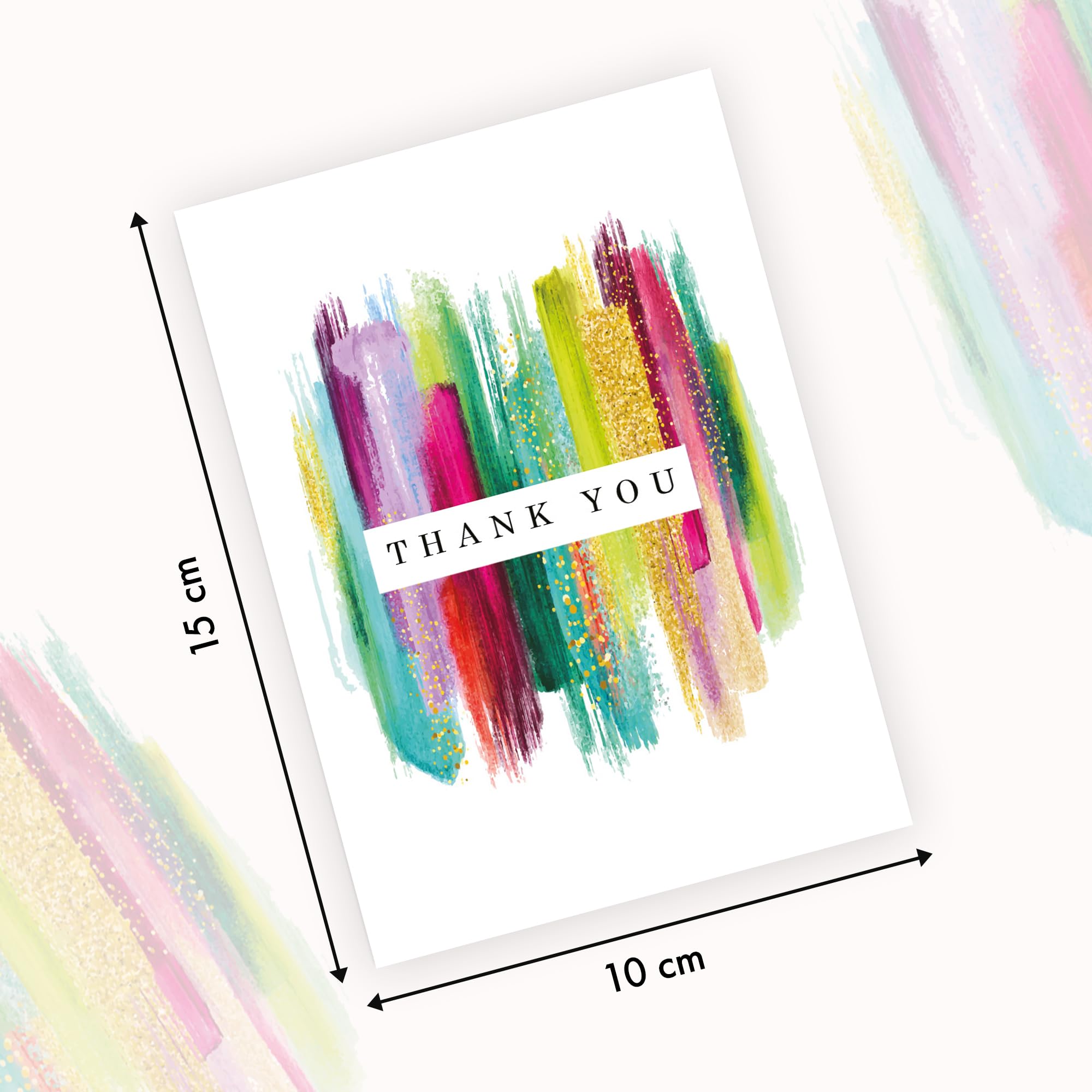 Giftinghouse 12 thank you cards - watercolour design - thank you cards multipack with envelopes - greeting cards for wedding, kids - Fully recyclable and Eco-friendly cards - 300 GSM (12)