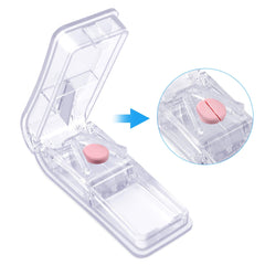 Opret Pill Cutter, Pill Splitter with Blade for Small Pills Large Pills Cut in Half Quarter for Tablet Vitamin Medicine (Transparent)