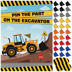 ASTARON 30 Pcs Pin The Shovel on The Excavator Party Game for Car Theme Birthday Party Supplies Truck Pin Game, Construction Birthday Party Favor Sets for Kids Adults