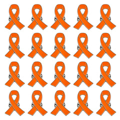 WANDIC Orange Ribbon Pin, 20 Pcs Orange Ribbon Brooches Hope Enamel Jewelry Pins, Leukemia Awareness Kidney Cancer Multiple Sclerosis Gun Violence Awareness Brooches