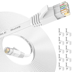 Nixsto Ethernet Cable 10M, Cat 6e/Cat6 Ethernet Cable High Speed with Network Patch Cords, LAN Cable Clips with Rj45 Connector for Router Modem Faster Than Cat 5e/Cat 5-White