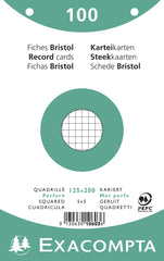 Exacompta - Ref 10603E - Bristol Squared & Punched Record Cards (Pack of 100) - 125 x 200mm in Size, 205gsm Card, Compatible with Printers - Suitable for Exam Revision & Notes - White