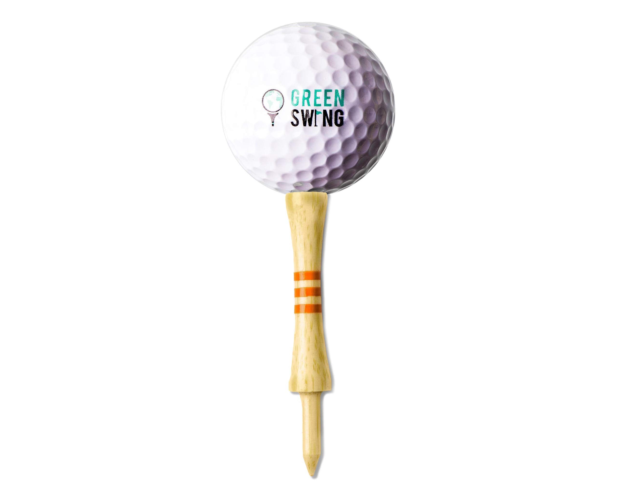 Green Swing Bamboo Golf Tees 70mm   Strong Sustainable Biodegradable   20pcs   Orange Castle Tees