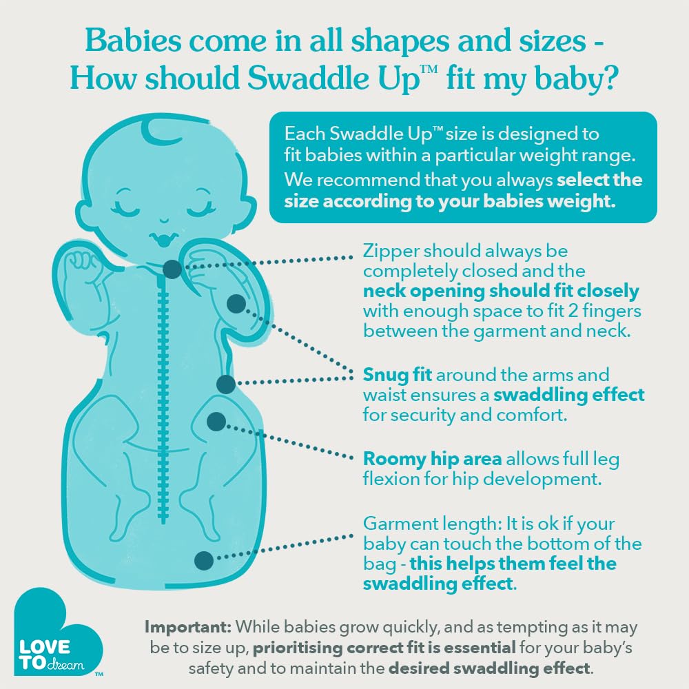 Love To Dream Swaddle UP Viscose from Bamboo Jersey Lite, Ultra-light Fabric for Warm Temperatures (24-27°C), Arms Up Position, Baby Essentials for Newborn (Kisses White, Newborn (2.2-3.8kg))