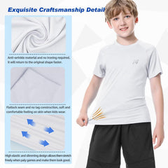 MEETWEE Boy Rash Vest Long Short Sleeve Guard Kids Swimming Shirt Top UPF 50and UV Sun Protection Quick Drying