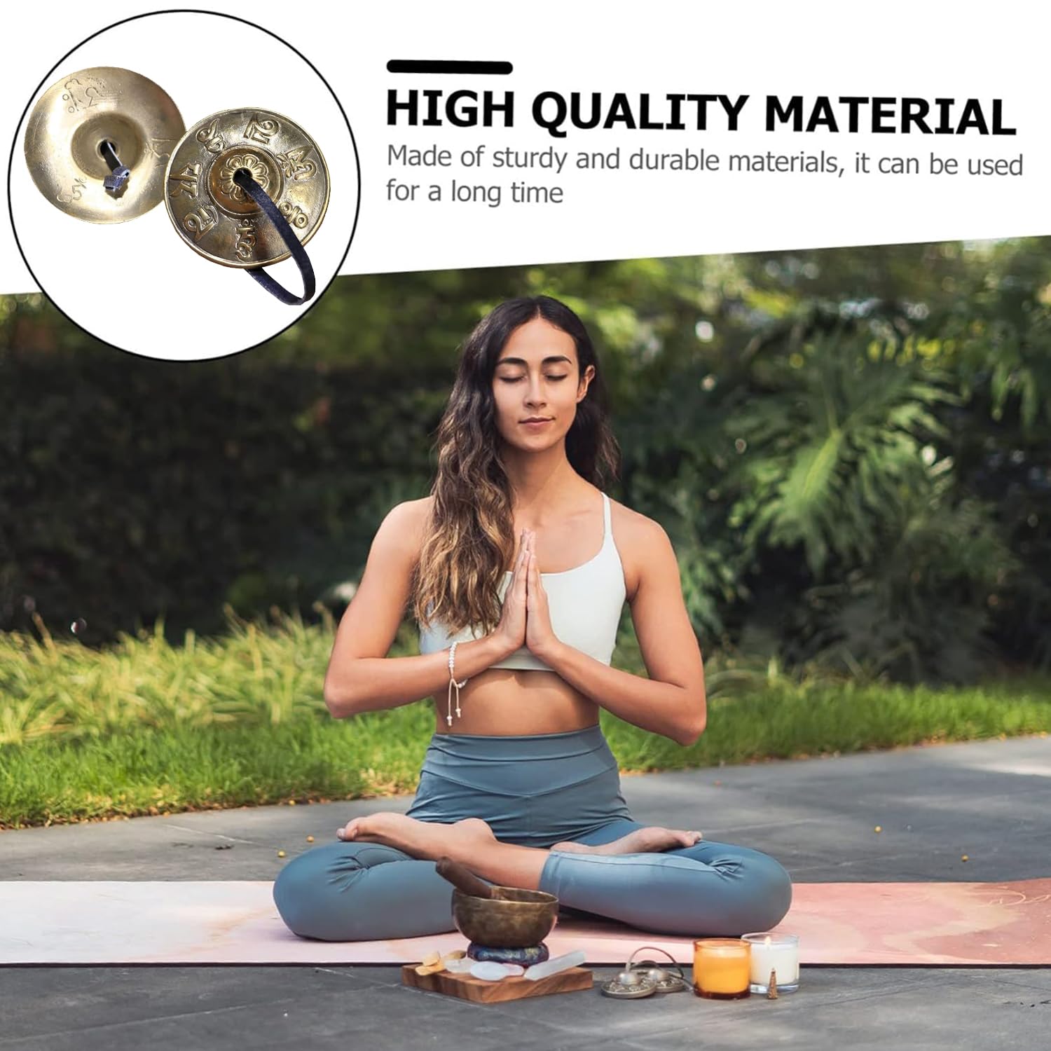 Norhogo 1pcs Tibetan Tingsha Cymbals Bells, Handcrafted Tibetan Meditation with Buddhist Symbols, Yoga Meditation Chimes, 2.6in/6.5cm