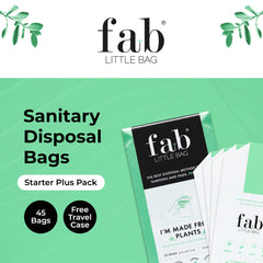 Fab Little Bag Sanitary Disposal Bags for Tampons, Ladies Sanitary Pads, Sanitary Towels, Panty Liners, Feminine Hygiene Products - No Mess, No Odour, Sealable - Pack of 45 Tampon Disposal Bags