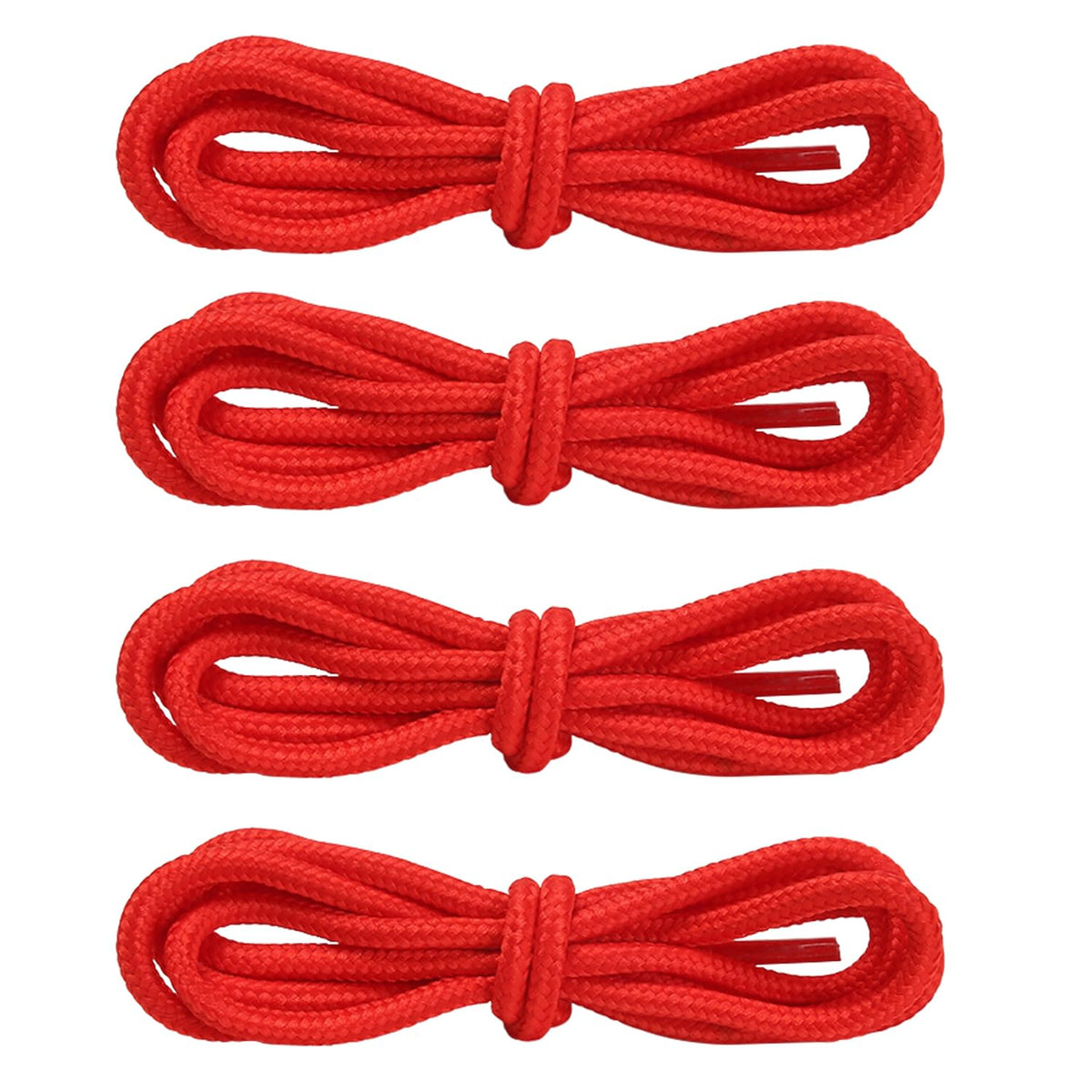 Kueimovi 4 Pairs Round Work Boot Laces, Heavy Duty Round Shoelaces for Trainers Shoes, Walking Boots, Hiking Boots and Safety Boots, Thick Replacement Boot Shoelaces, Red, 63 inches (160cm)