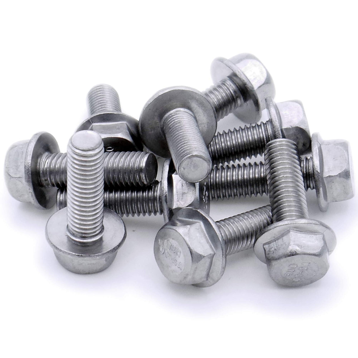 M6 (6mm x 35mm) Flanged Hex Bolt (Fully Threaded Setscrew) - Stainless Steel (A2) (Pack of 10)