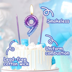 Colorful Birthday Candles Set, Number 40 Candes with 6Pcs Purple Blue Long Candles, Happy 40h Birthday Candles for Cake, Cake Candles for Girls Boys Birthday Party Decorations Wedding Anniversary