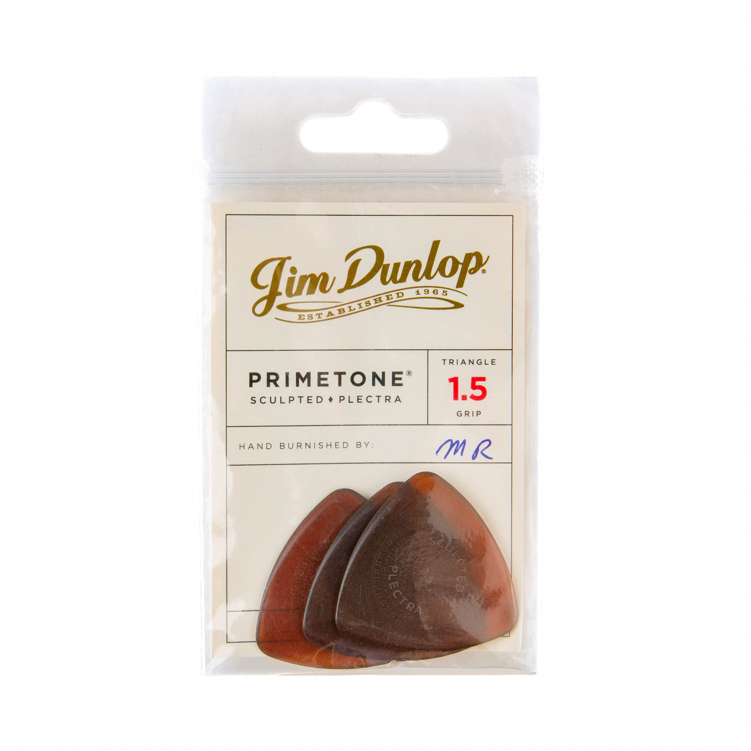 Dunlop 512P1.5 Primetone® Triangle Sculpted Plectra with Grip, 1.5mm, 3/Player's Pack